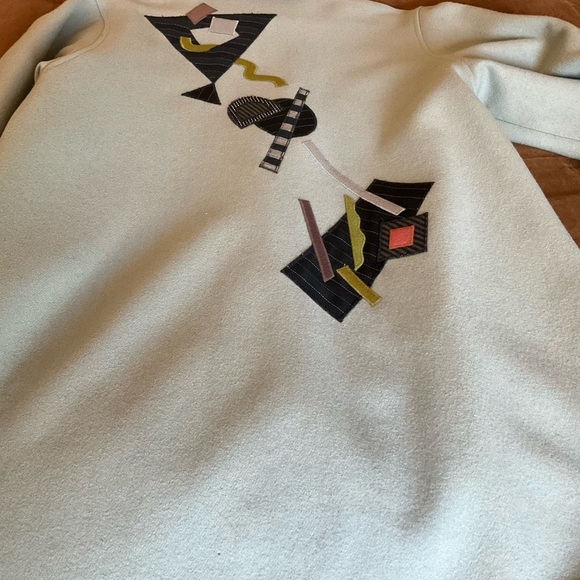 Beppa wool artistic casual blue embroidered size M jacket with shawl collar. - Picture 7 of 8